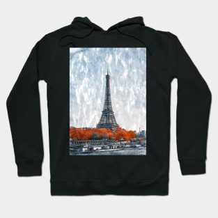 Eiffel Tower Autumn By The Parisian Canal. For Eiffel Tower & Paris Lovers. Hoodie